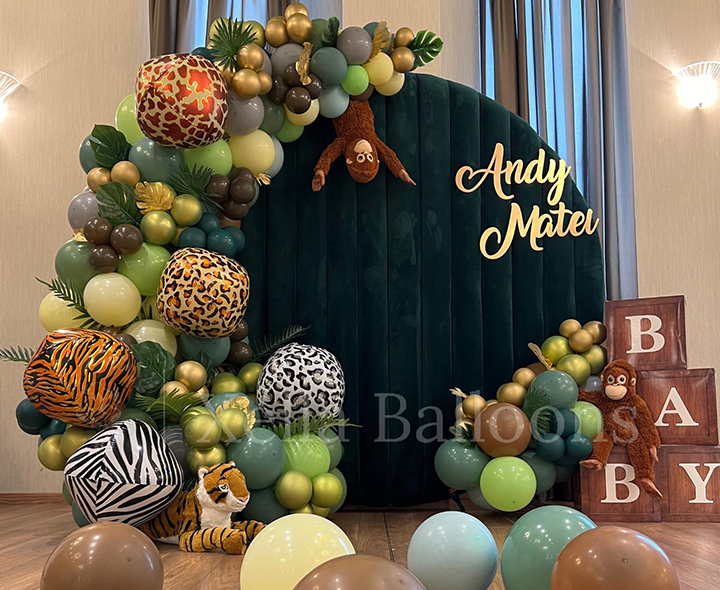 decoratiuni cu baloane botez jungle 2